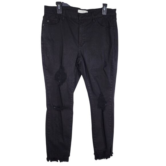 KanCan Womens Jeans Size XL Nala Distressed Fringe Ankle Skinny Stretch Denim - Picture 1 of 13